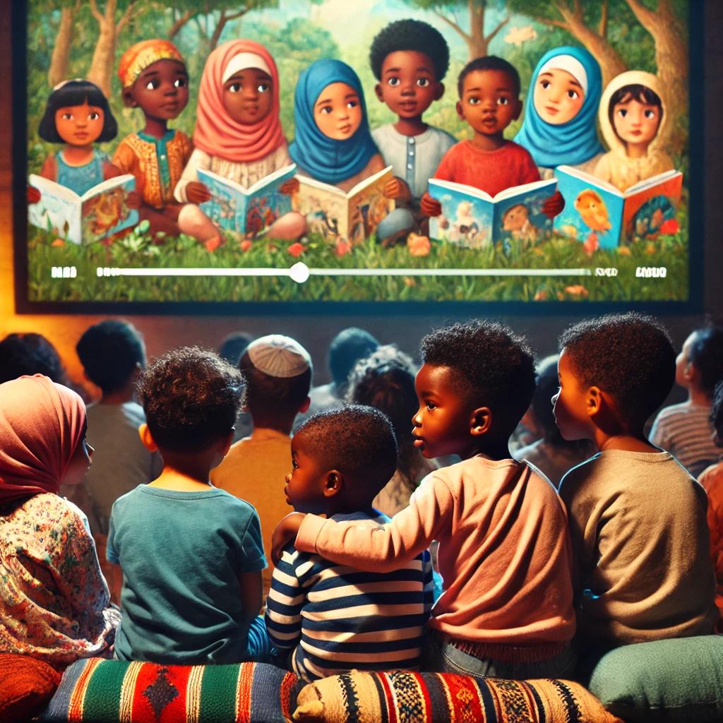 Des enfants captivés devant l'écran pendant un Happy Atelier Polyglot why not